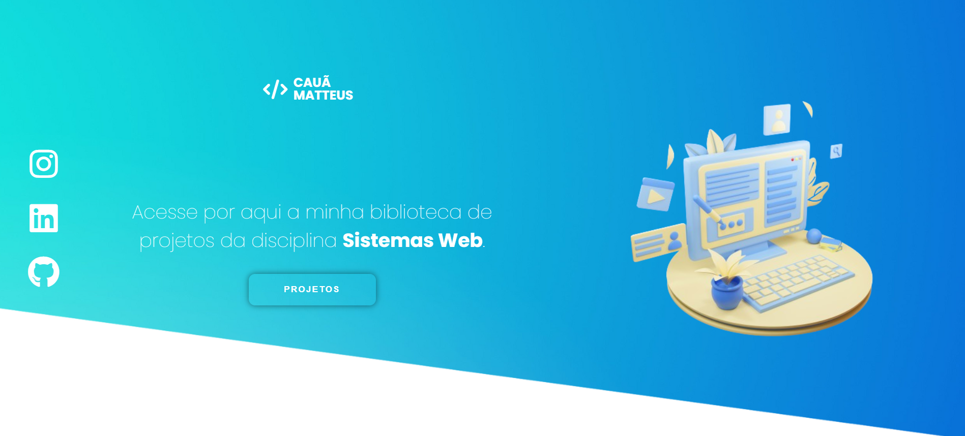 Imagem da Tela da Home de Projetos de Sistemas Web no Slider